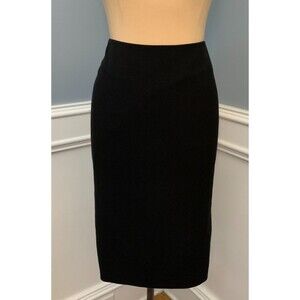 Vince Camuto Skirt Womens 2 Pencil Midi Straight Crepe Ponté-Knit Black Academia